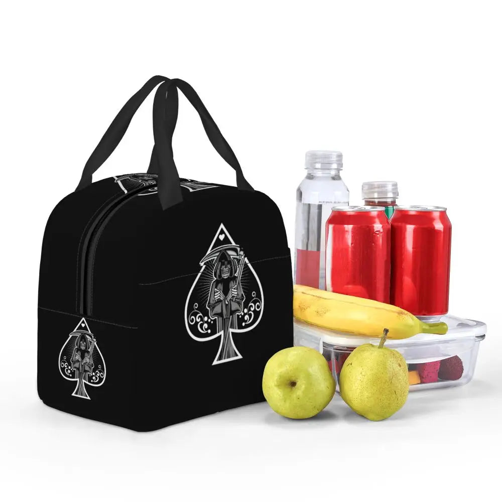 Poker Four Suits Portable Lunch Box Étanche Card Game Players Cooler Thermal Food Insulated Lunch Bag School Children Student