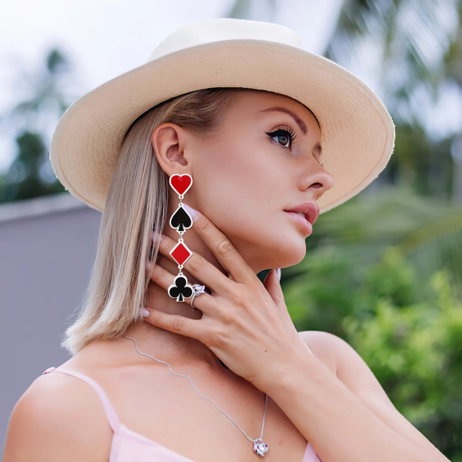 1Pair Geometric Earrings Playing Cards Pattern Drop Earrings Fashion Ear Adornments Birthday Anniversary Gifts