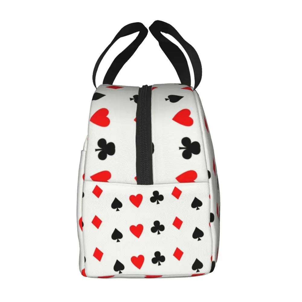 Poker Four Suits Portable Lunch Box Étanche Card Game Players Cooler Thermal Food Insulated Lunch Bag School Children Student