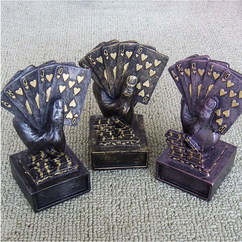 Texas Poker Card Tournament Medal Winner Finger Trophy Casino Cup Poker Game Souvenirs Award Prize Home Decoration Gift