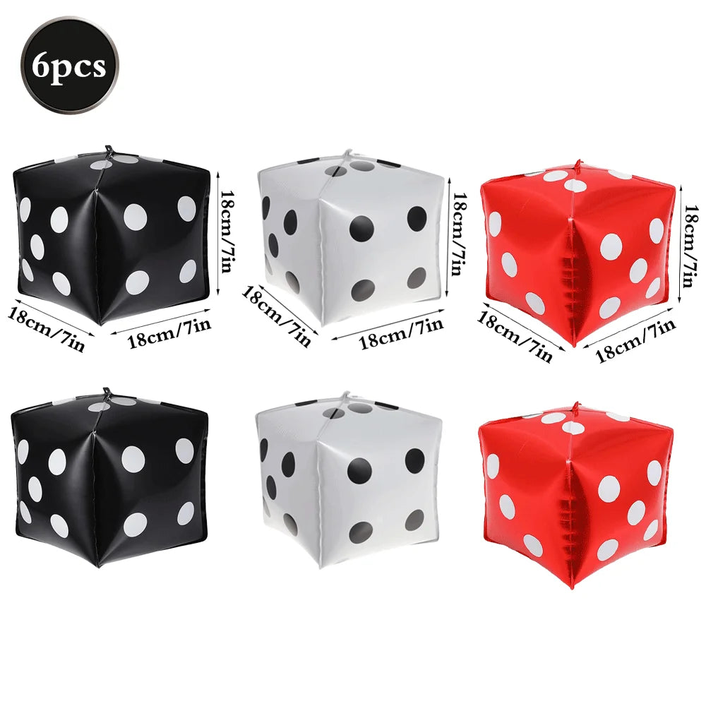 Casino Fête Décoration Dice Ballon Chanceux 7 Aluminium Ballon Latex Poker Ballons Casino Poker Fête Las Vegas Mariage Décorations
