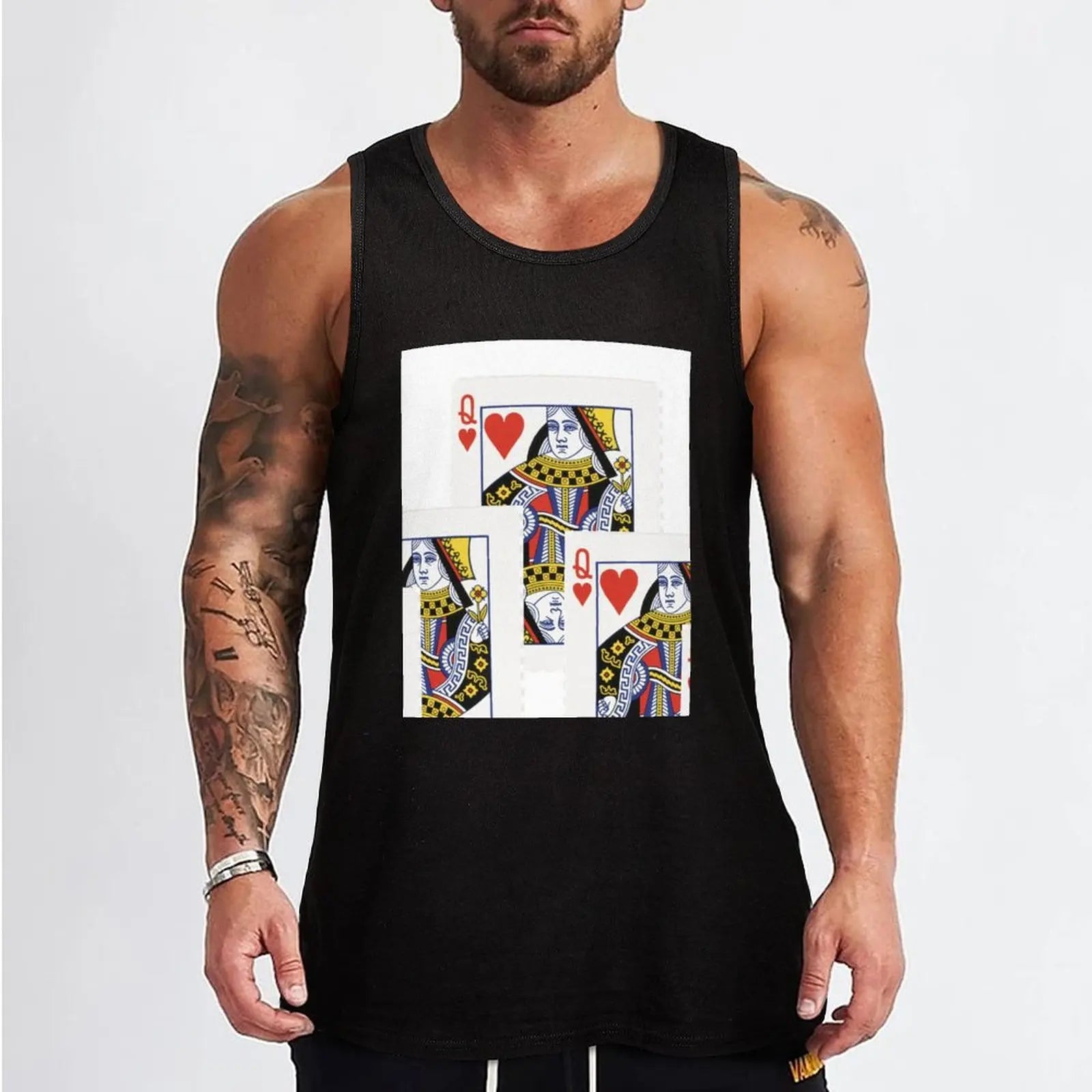 #2 DECORATIVE RED QUEEN OF HEARTS PLAYING CARDS ART, Tank Top Casual Daily Tank Top Lightweight Basic Sleeveless