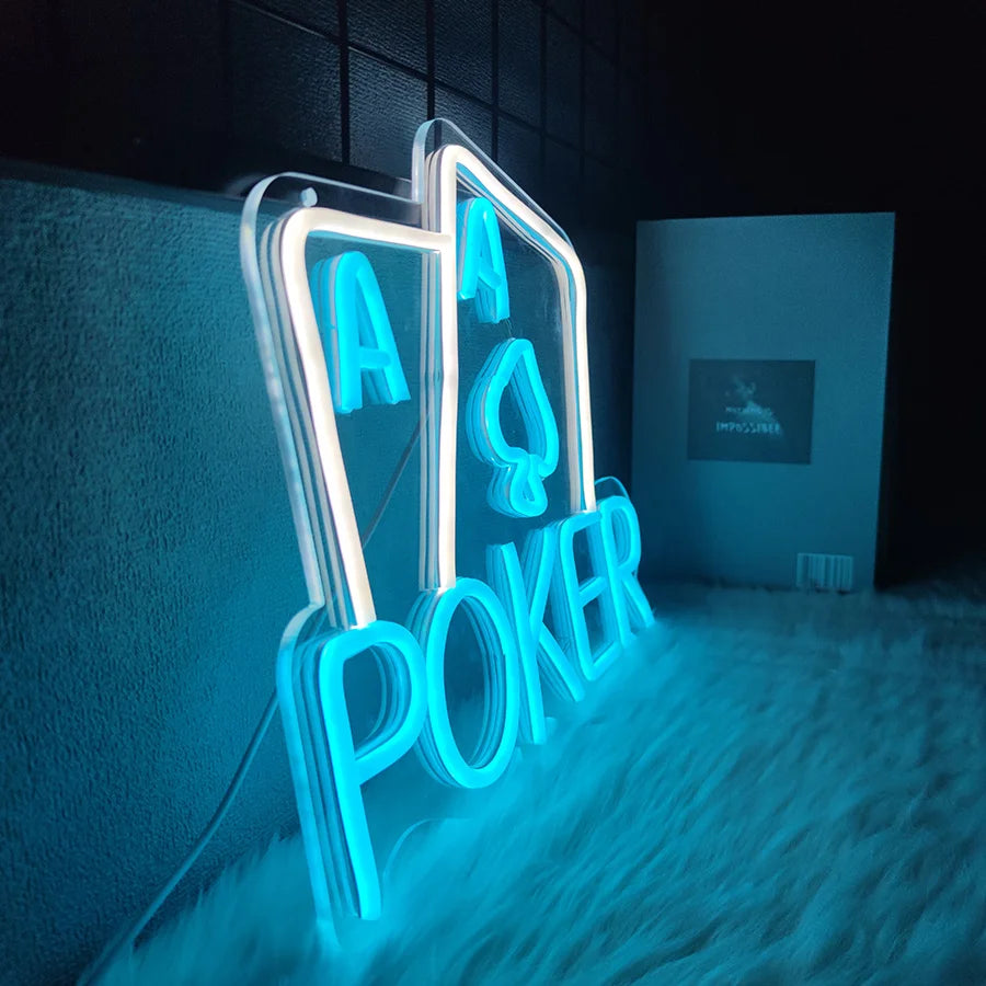 Poker LED Neon Signs, Home Wall Decoration, USB-powered LED Lights, Bars, Entertainment Rooms, Game Rooms, Men's Cave Parties