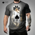 Street Men's T-Shirt 3D Poker Print Men's Top Summer Trendy Versatile Men's Short Sleeved Tee Fashion Round Neck Men's Clothing