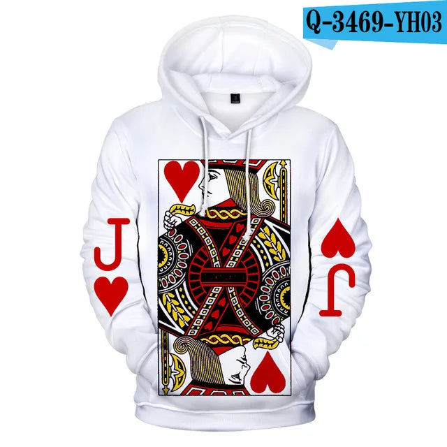 Hoodie King & Queen Poker - Imprimé Cartes K & A 3D