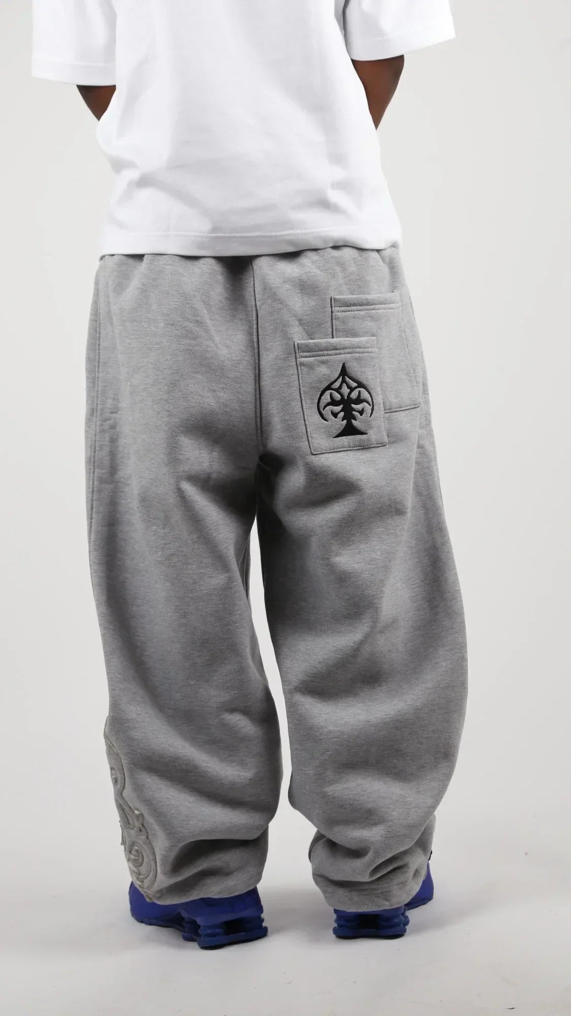 Y2K Double Waist Grey Poker Embroidered Loose Streetwear For Men And Women Jogging Pants Gothic Hip-Hop Sports Casual Sweatpants
