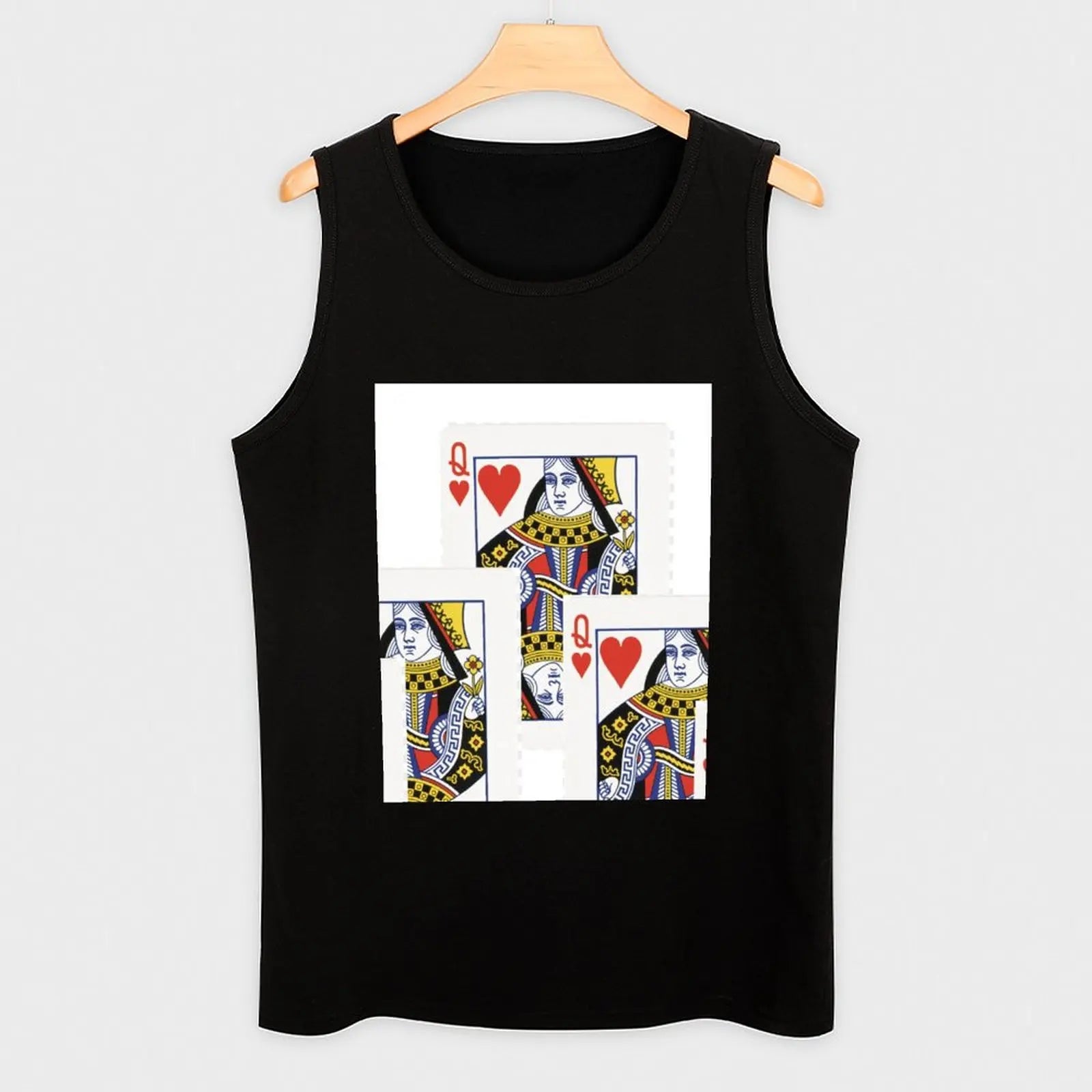 #2 DECORATIVE RED QUEEN OF HEARTS PLAYING CARDS ART, Tank Top Casual Daily Tank Top Lightweight Basic Sleeveless