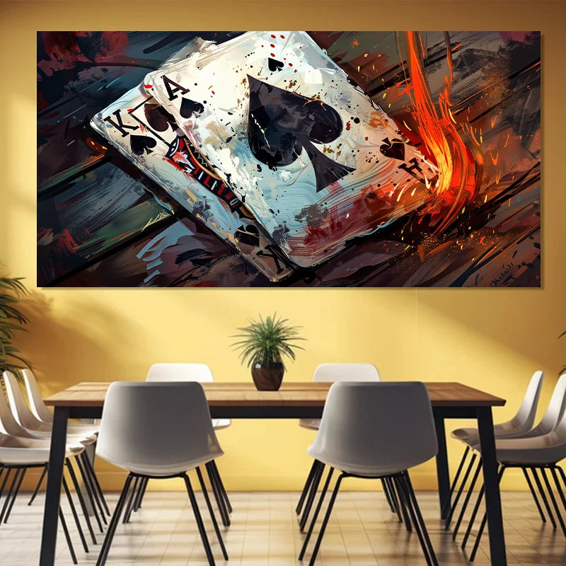 Abstract Ace of Spades King Poker Playing Cards Casino Artwork Poster Canvas Painting Wall Art Pictures Home Interior Decor
