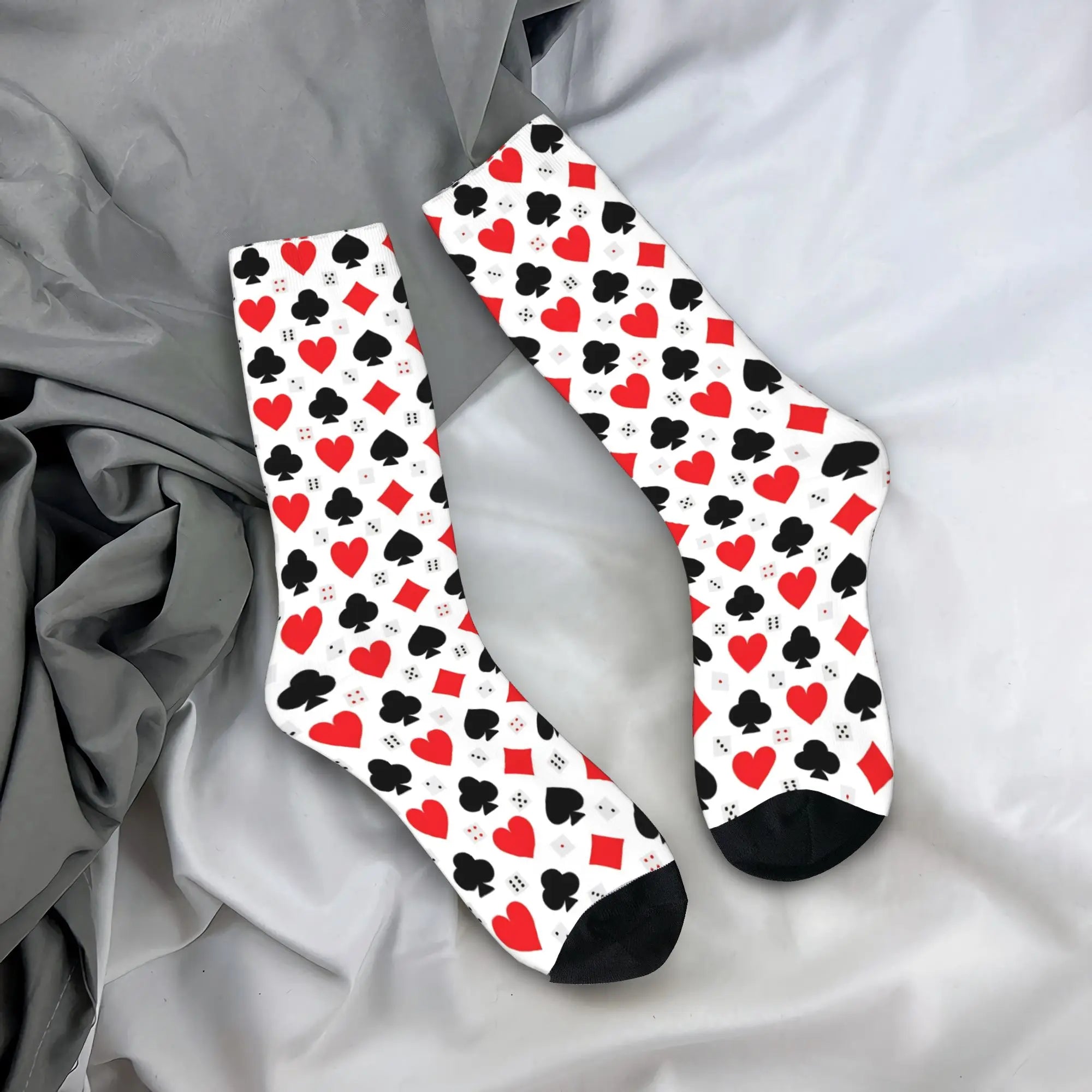 Poker Cards Heart Socks Autumn  Stockings Novelty Men Warm Soft Socks Printed Outdoor Sports Non Slip Socks