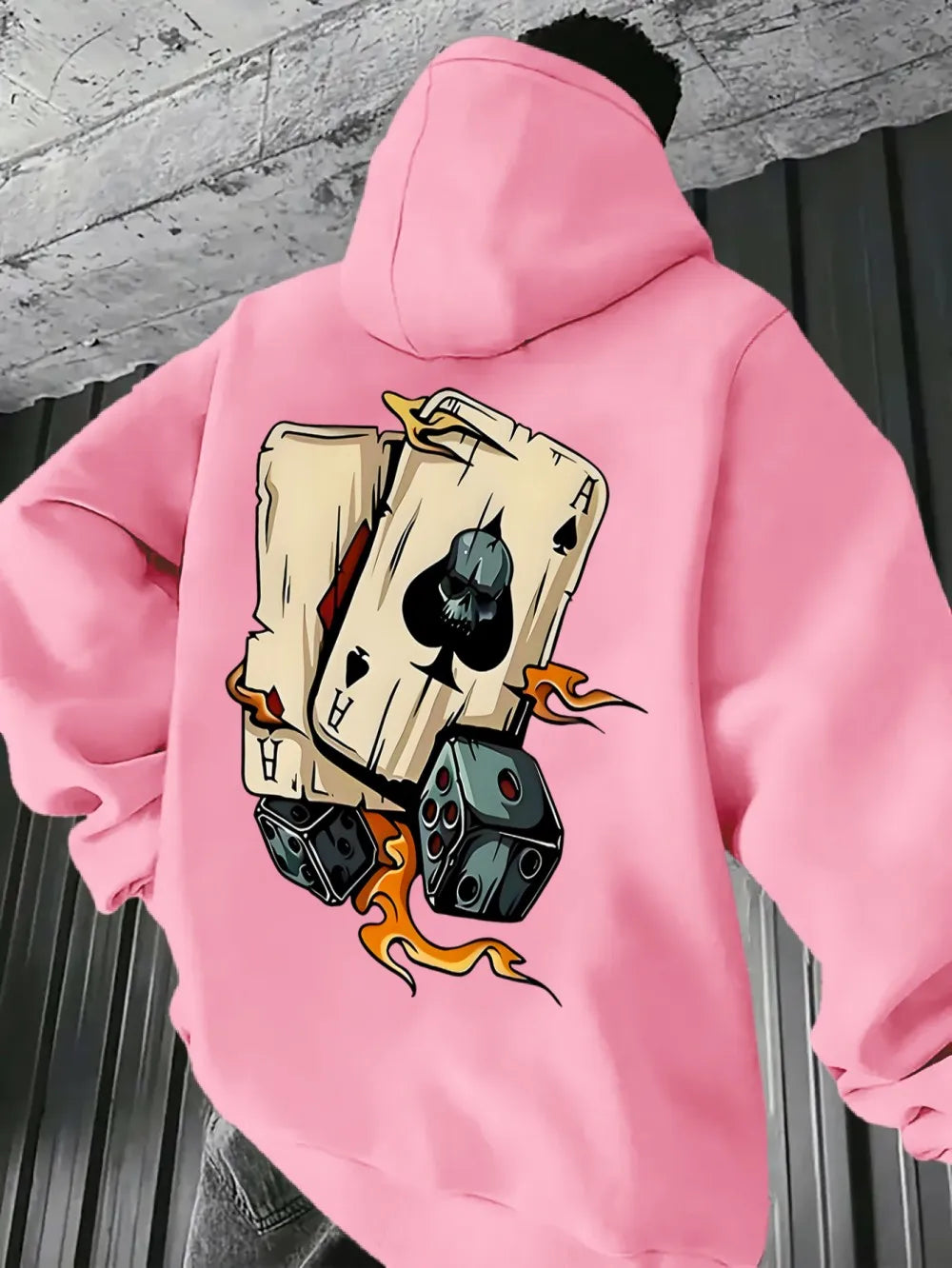 European and American men's new autumn fashion poker dice print comfortable and soft hooded sweatshirt outdoor street top
