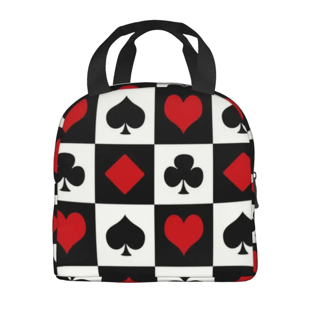 Poker Four Suits Portable Lunch Box Étanche Card Game Players Cooler Thermal Food Insulated Lunch Bag School Children Student