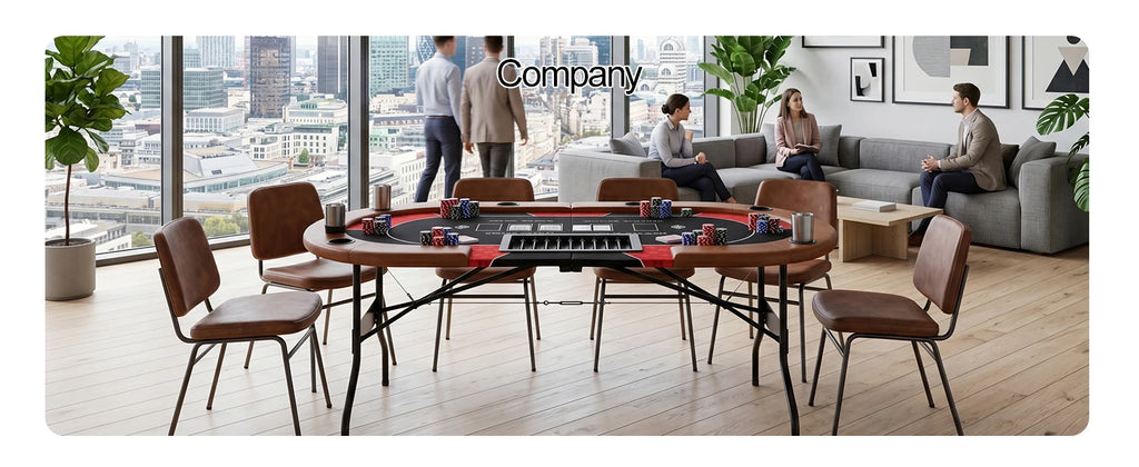 HLC Poker Table 7 Player Foldable Texas Holdem Casino Game Table with Chip Tray, Dealer Spot and Padded Rails for Home Game Room 182×82×71cm