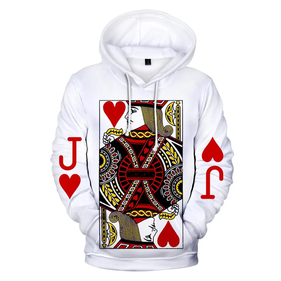 Hoodie King & Queen Poker - Imprimé Cartes K & A 3D