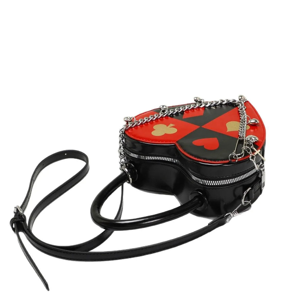 Femme Shoudler Sac Femme's Creative Poker Impressioned Chain Heart Shaped Sac Love Handheld Bandoulière Sacs Drop Shipping