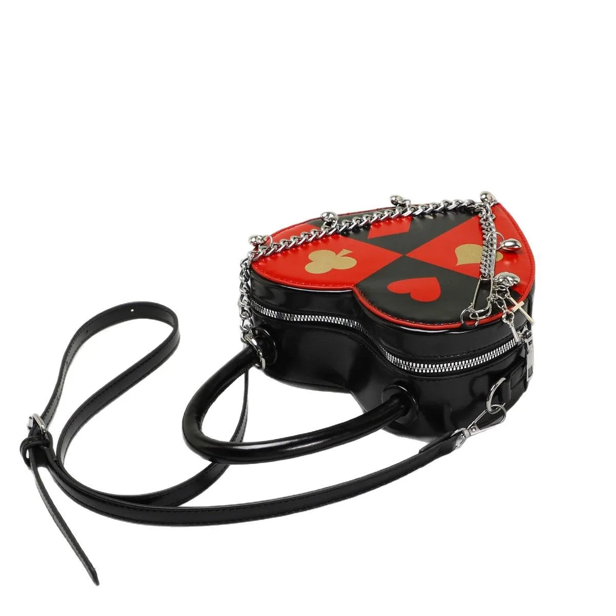 Femme Shoudler Sac Femme's Creative Poker Impressioned Chain Heart Shaped Sac Love Handheld Bandoulière Sacs Drop Shipping