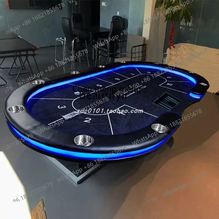 D178 Y Texas Poker Table with Remote Control LED Light Folding Texas Poker Desktop Cloth Cushion