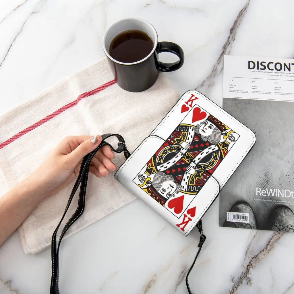 Poker Shoulder Sac KING OF HEARTS Work Leather Mobile Phone Sac Female Cadeau Vintage Sacs