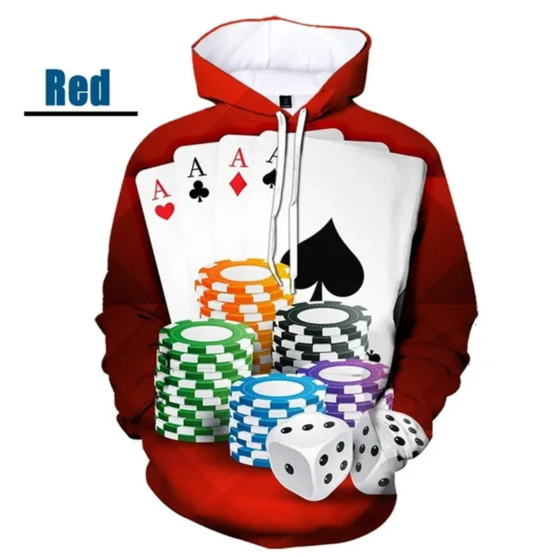 Hoodie Graphique Poker - Enfants & Femmes Hip Hop Streetwear