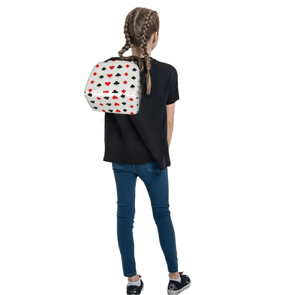 Poker Four Suits Portable Lunch Box Étanche Card Game Players Cooler Thermal Food Insulated Lunch Bag School Children Student