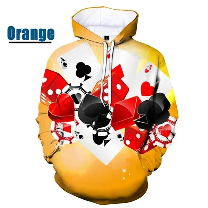 Hoodie Graphique Poker - Enfants & Femmes Hip Hop Streetwear