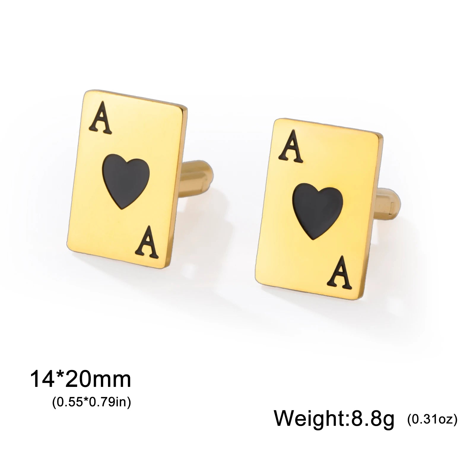 Amaxer Poker Cards Cartoon Red Heart Cufflinks for Women Men Stainless Steel Perfect Jewelry Gifts