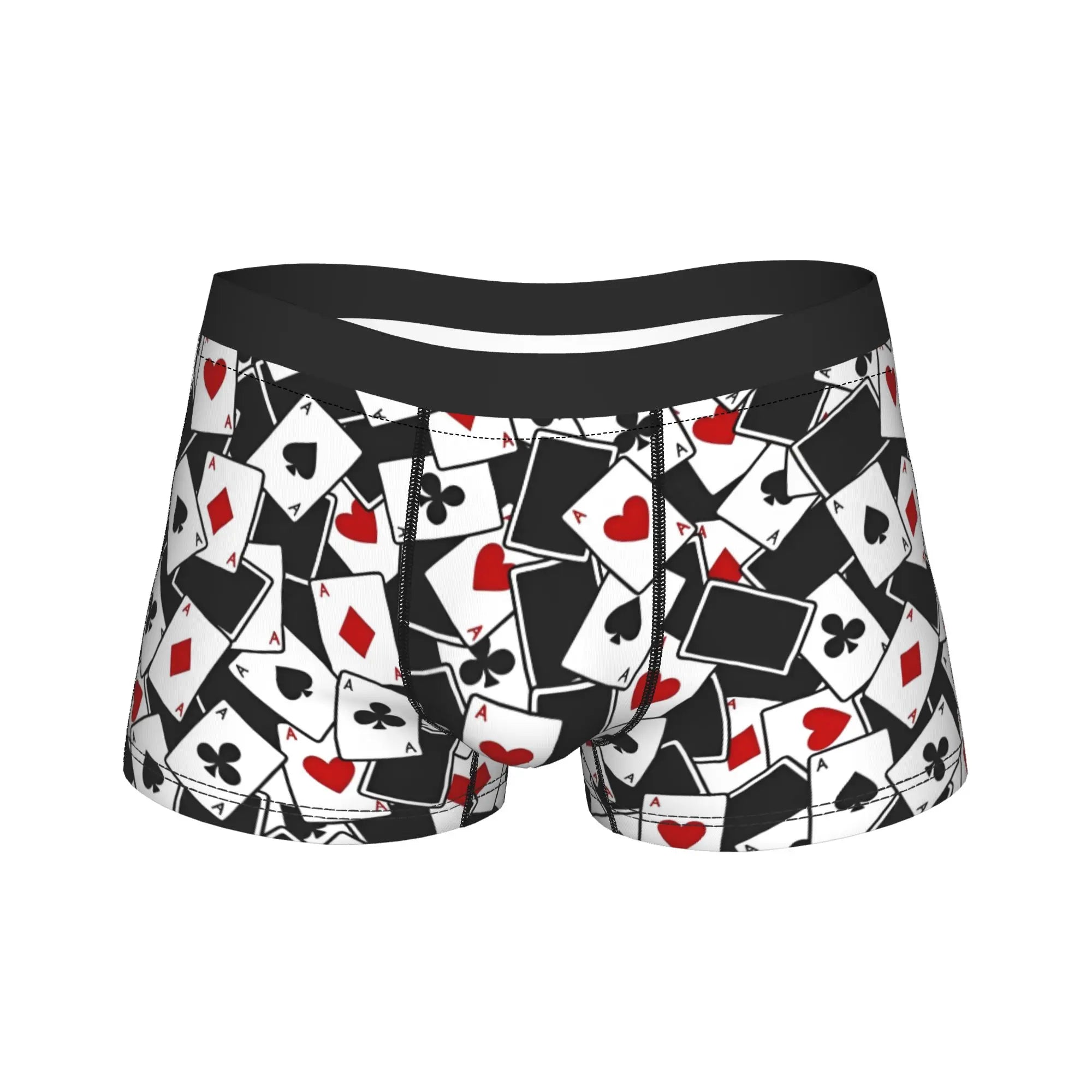 Men Boxer Briefs Shorts pants Panties King Of Hearts Blackjack Cards Poker 21 K Breathable Underwear Male Humor Plus Size Underpants