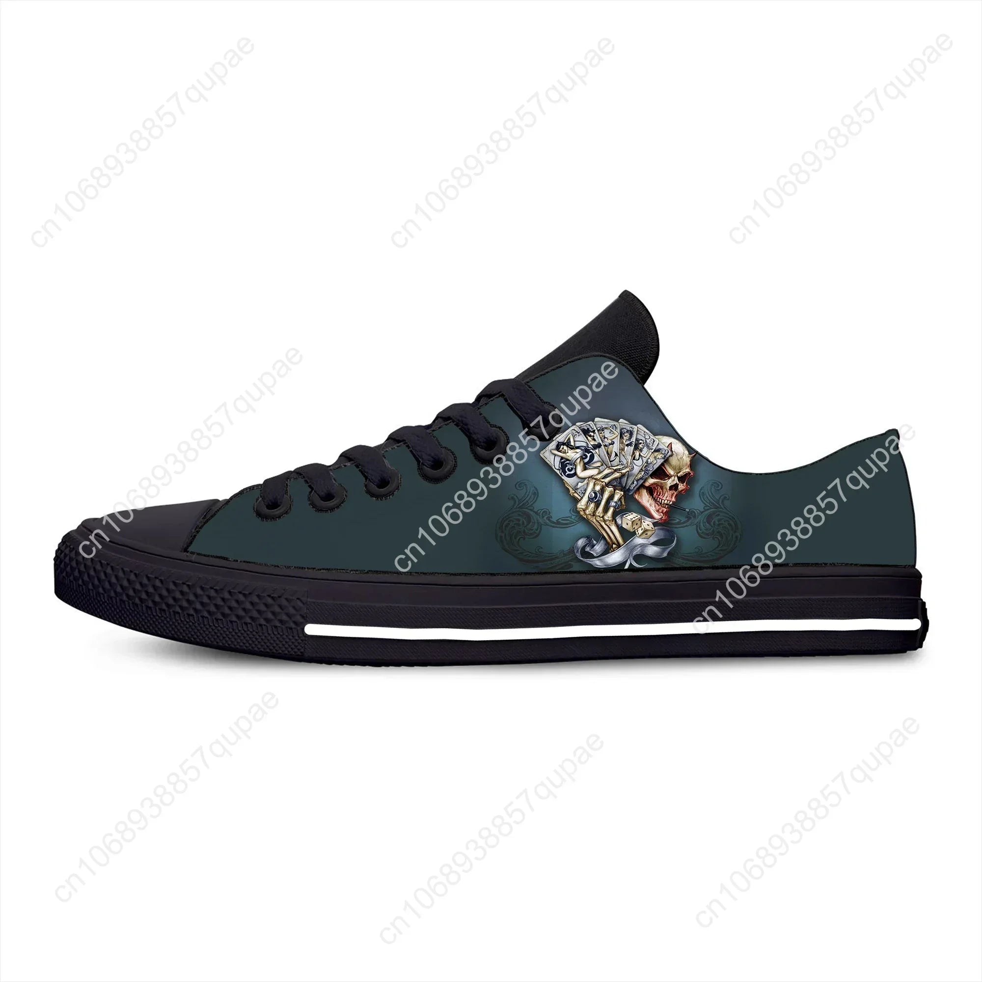 Grim Reaper Death Skull Poker Skeleton Low Top Sneaker baskets
