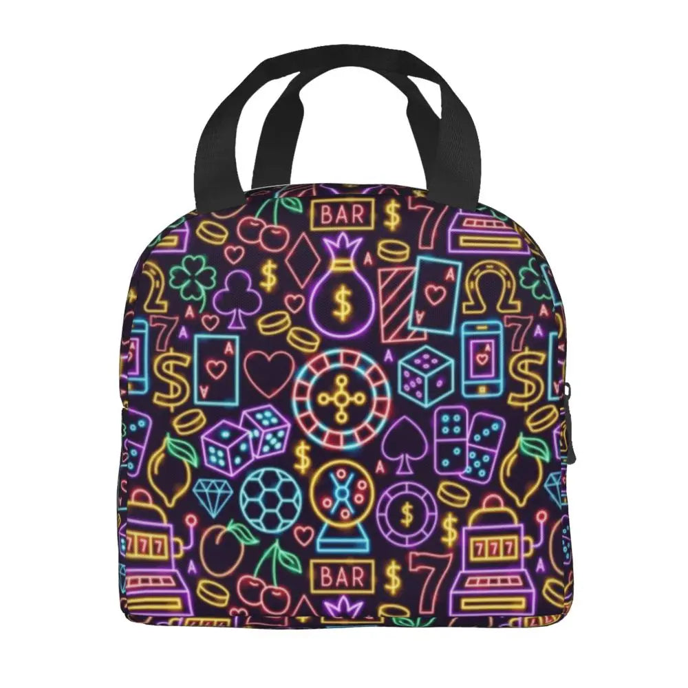 Poker Four Suits Portable Lunch Box Étanche Card Game Players Cooler Thermal Food Insulated Lunch Bag School Children Student