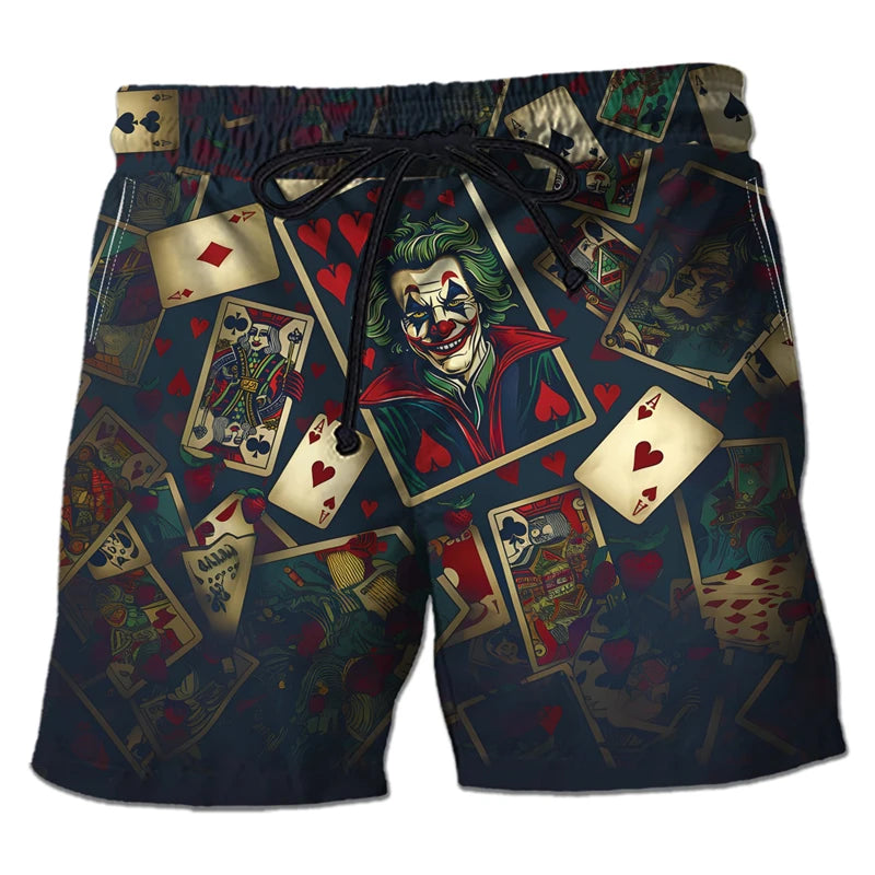 Casino Club 3D Printed Boardshorts Fashion Poker Short Pants For Men Clothes Playing Poker Beach Shorts Cards Trunks Bermudas