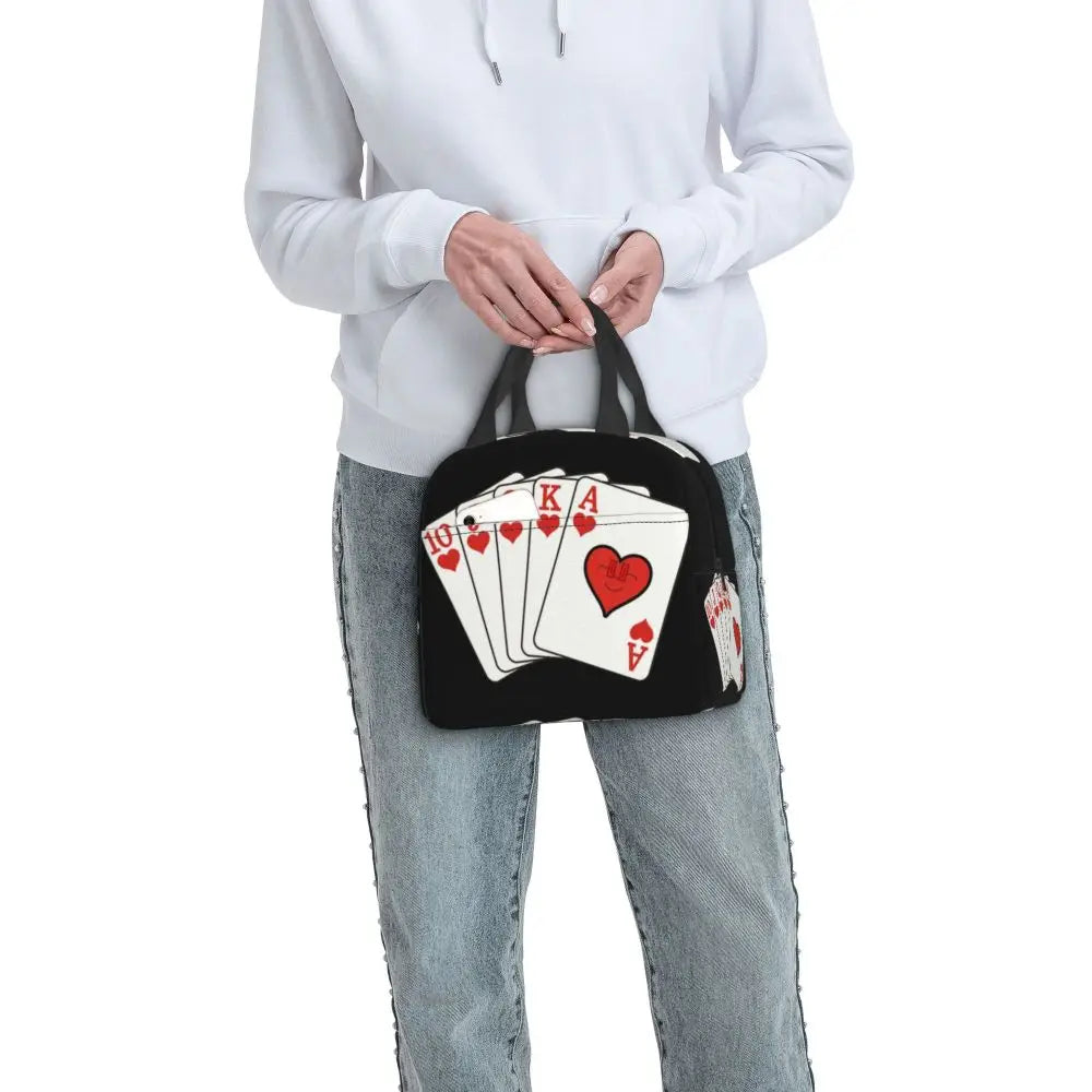 Poker Four Suits Portable Lunch Box Étanche Card Game Players Cooler Thermal Food Insulated Lunch Bag School Children Student