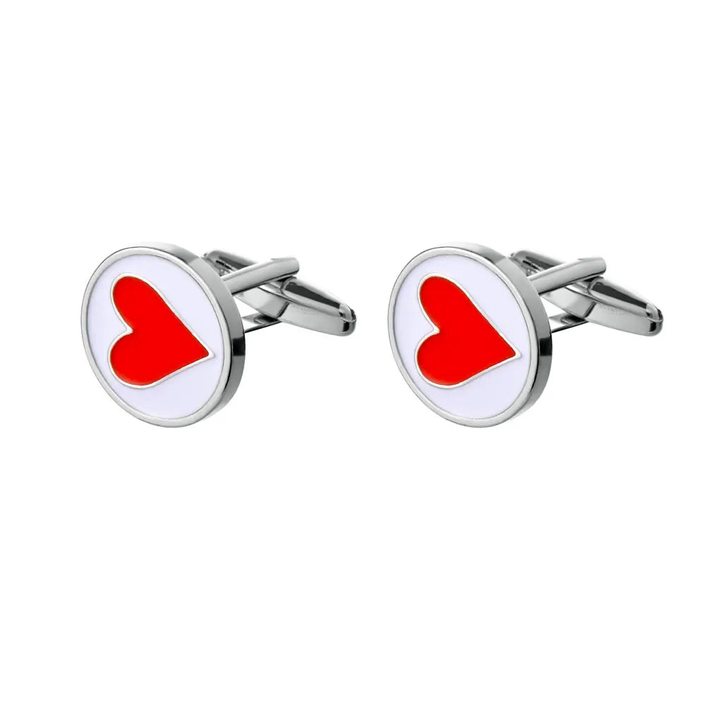 Classic Poker Spade Heart Diamond Club Design Mens Cufflinks Playing Card Chip Pattern Sleeve Button