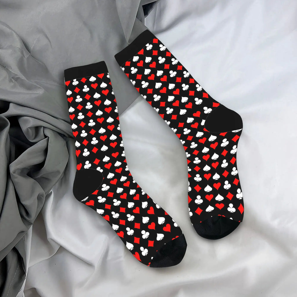 Fashion Male Men Socks Novelty Playing Cards Poker Sock Polyester  High Quality Women's Stockings Spring Summer Autumn Winter