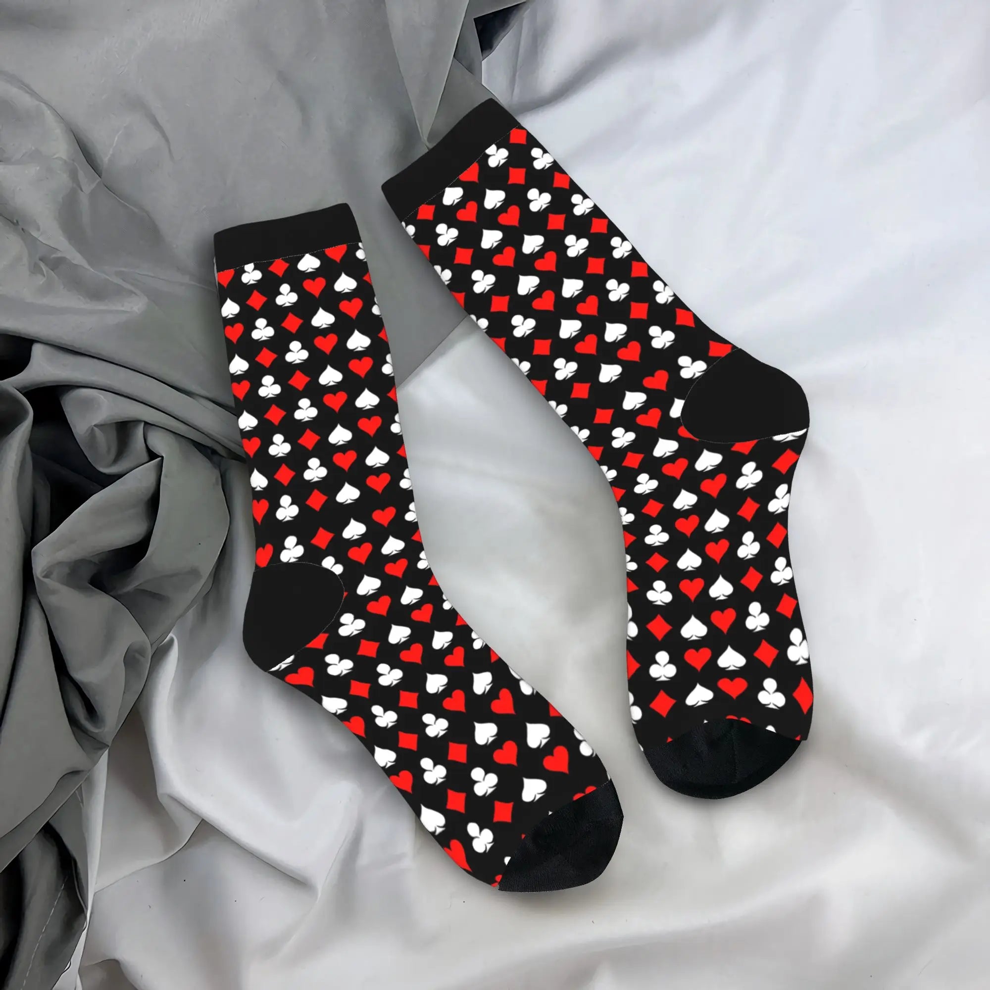 Fashion Male Men Socks Novelty Playing Cards Poker Sock Polyester  High Quality Women's Stockings Spring Summer Autumn Winter