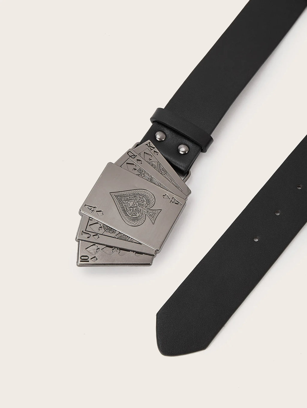 Vintage-style Femme's Faux Leather Ceinture Poker-themed Metal Boucle Ceinture pour Both Homme et Femme Punk-style Jeans Ceinture