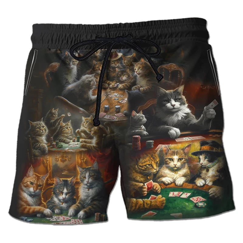 Casino Club 3D Printed Boardshorts Fashion Poker Short Pants For Men Clothes Playing Poker Beach Shorts Cards Trunks Bermudas