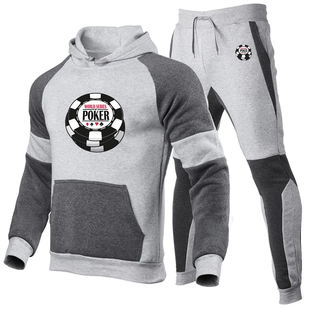 World Series of Poker Logo Print Daily Simple Commute Convenient High End Luxury Hoodies Drawstring Long Pants Suits