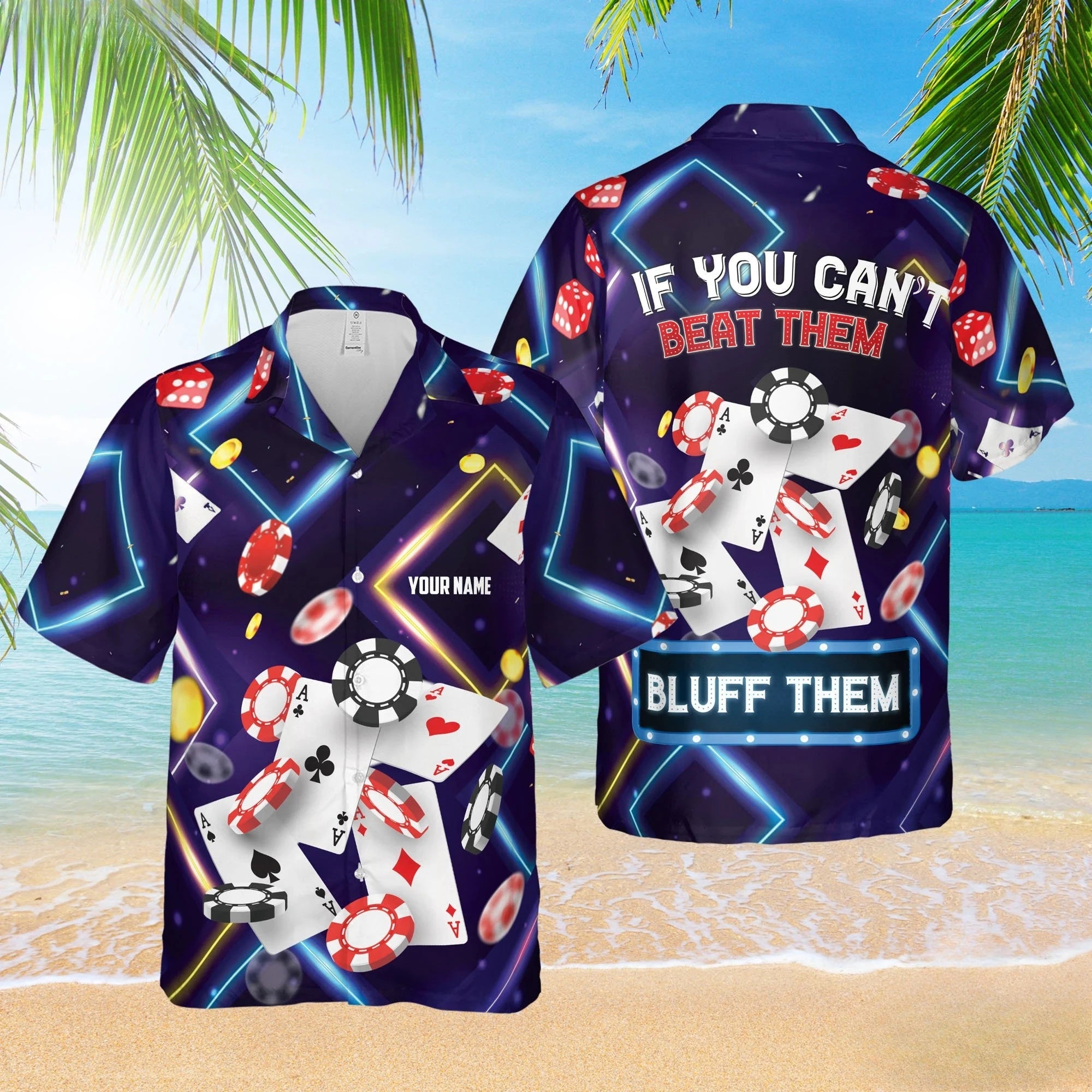 Poker Hawaiian Shirts Gambling Shirt Blackjack Short-sleeve Button Down Shirt Gift for Casino Lover Las Vegas Trip Casino Shirt