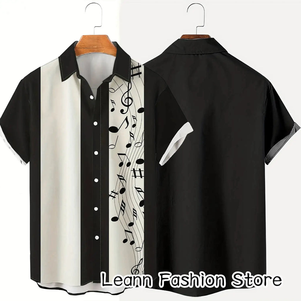 Men Summer Poker Symbol Stripe Print Shirt Casual Beach Short Sleeve Clothing Male Button Lapel Collar Shirt Fashion Leisurewear