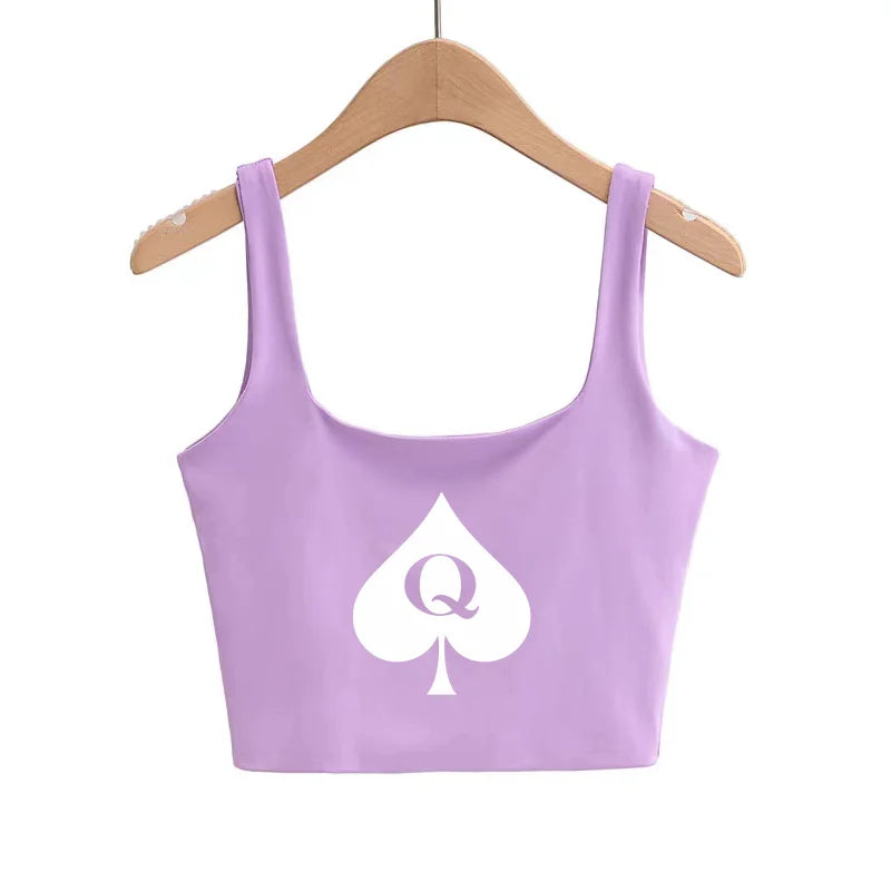 Reine de piques Crop Tops mignon Slim Top Camis Sleeveless Hot Clothing pour femme Double femme bon Quality Female Tops blanc Top