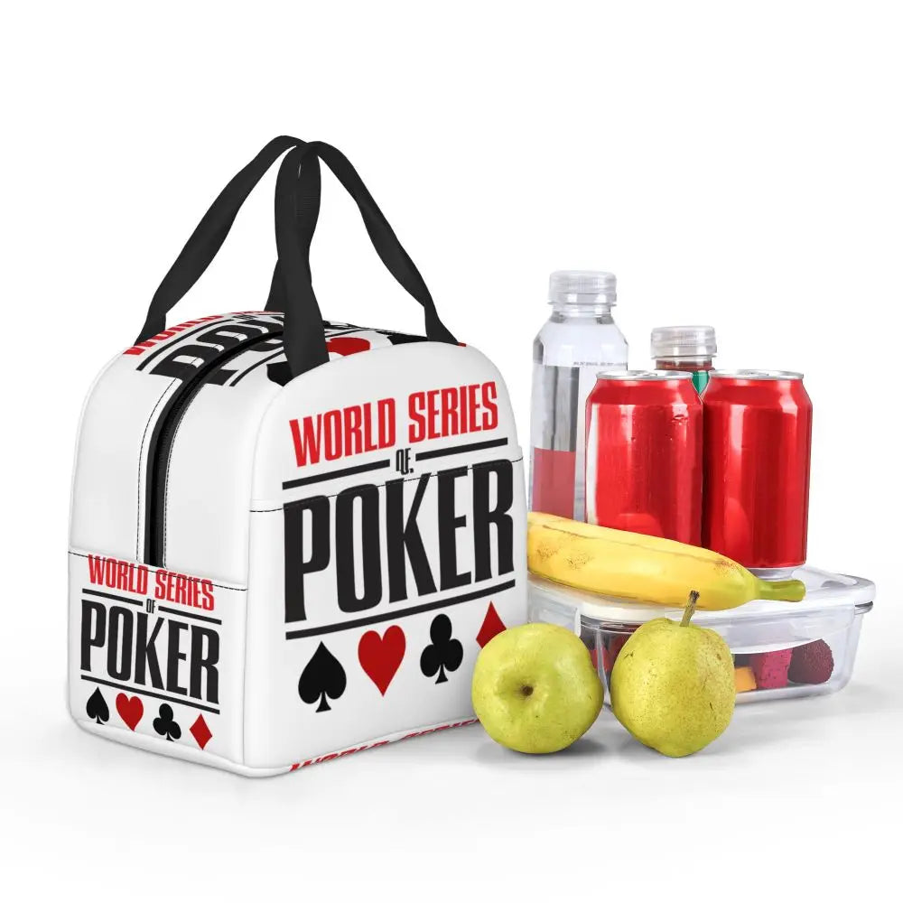 Poker Four Suits Portable Lunch Box Étanche Card Game Players Cooler Thermal Food Insulated Lunch Bag School Children Student