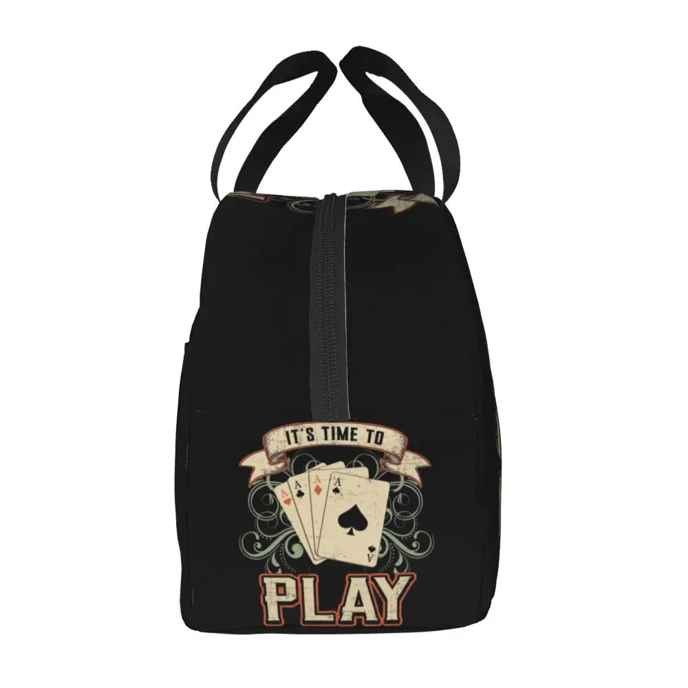 Poker Four Suits Portable Lunch Box Étanche Card Game Players Cooler Thermal Food Insulated Lunch Bag School Children Student
