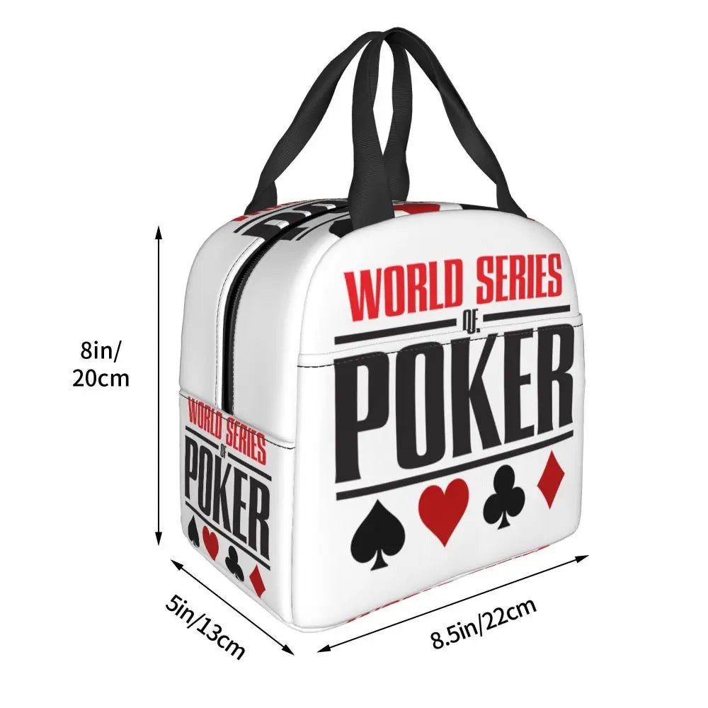 Poker Four Suits Portable Lunch Box Étanche Card Game Players Cooler Thermal Food Insulated Lunch Bag School Children Student