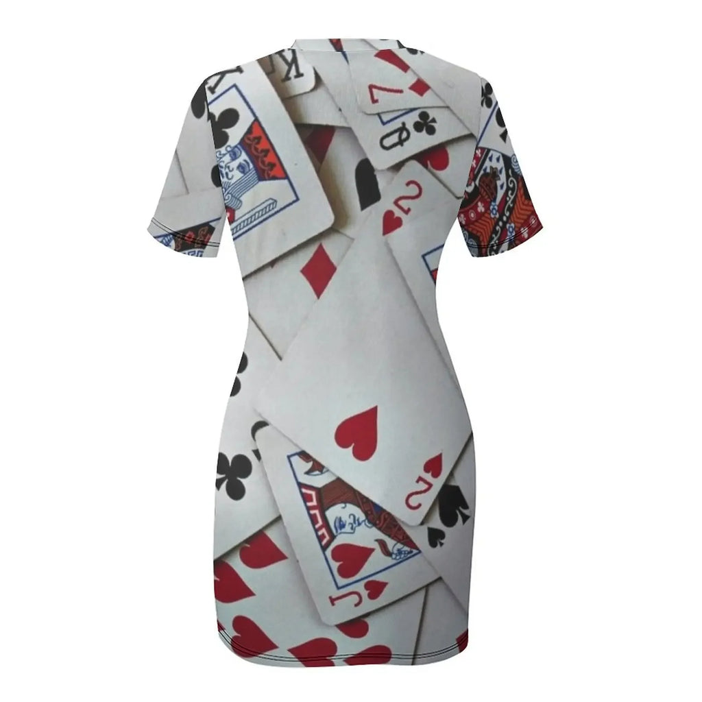 Playing Cards Poker Games Queen King Short-Sleeved Dress evening dress summer dress woman 2025 summer daily