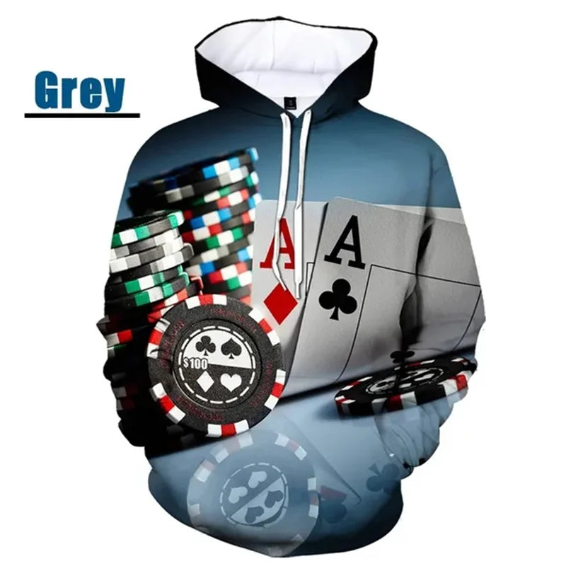 Hoodie Graphique Poker - Enfants & Femmes Hip Hop Streetwear