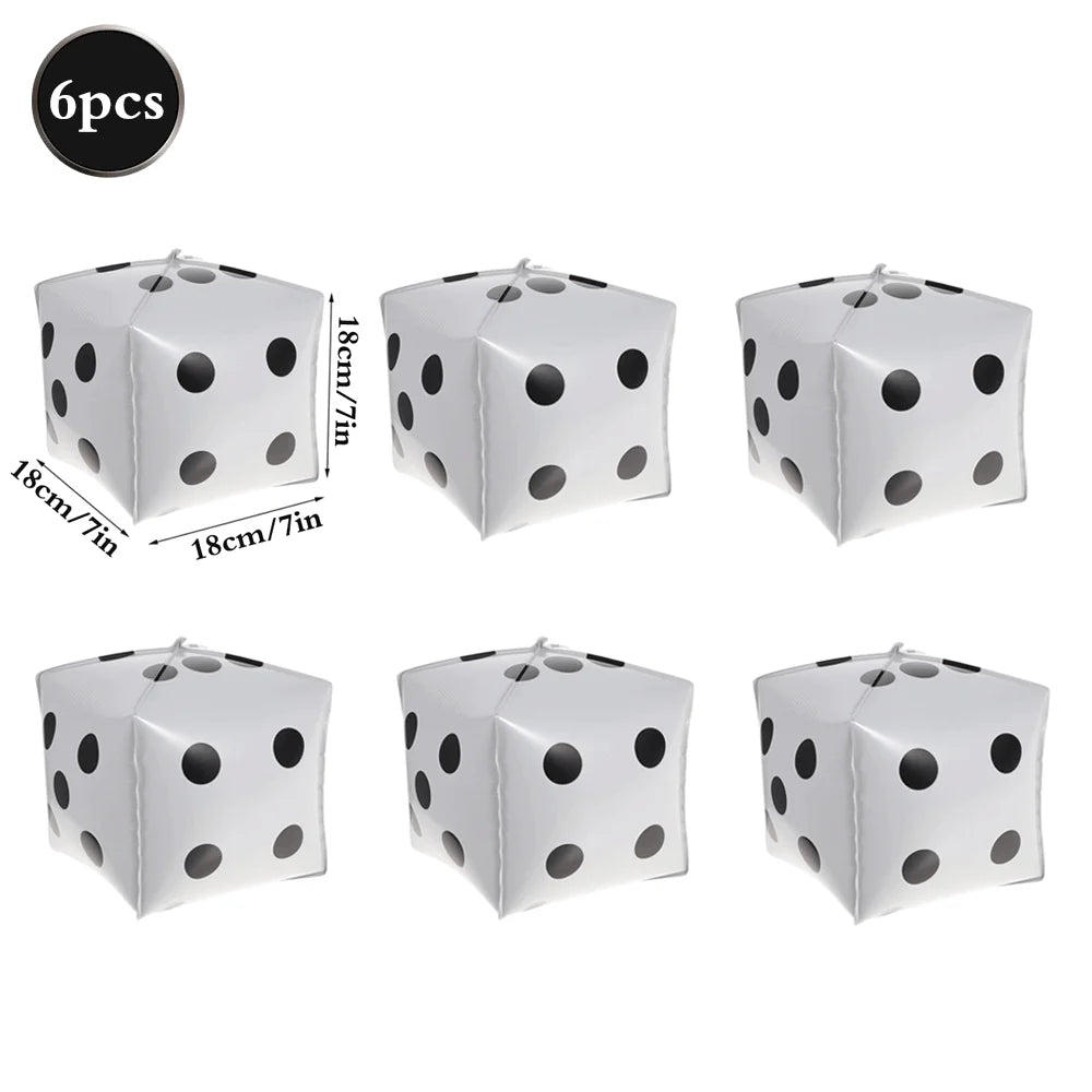 Casino Fête Décoration Dice Ballon Chanceux 7 Aluminium Ballon Latex Poker Ballons Casino Poker Fête Las Vegas Mariage Décorations