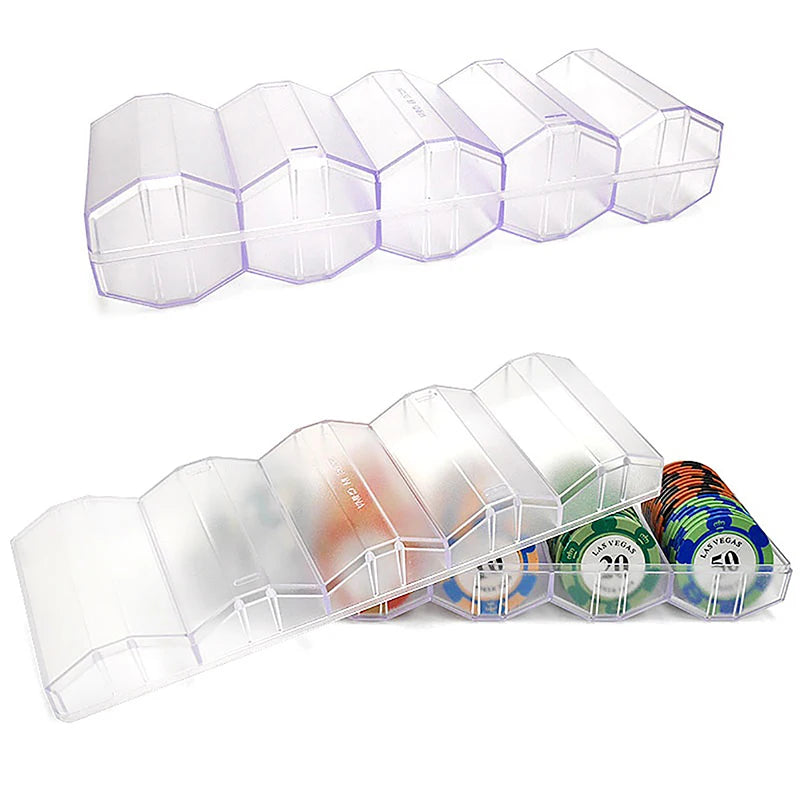 1Pc Portable 100Chips Poker Chip Tray Box W/ Lid For Casino Game 24 X 8 X 5cm Chips Poker Chips Box Acrylic Fine Transparent Box