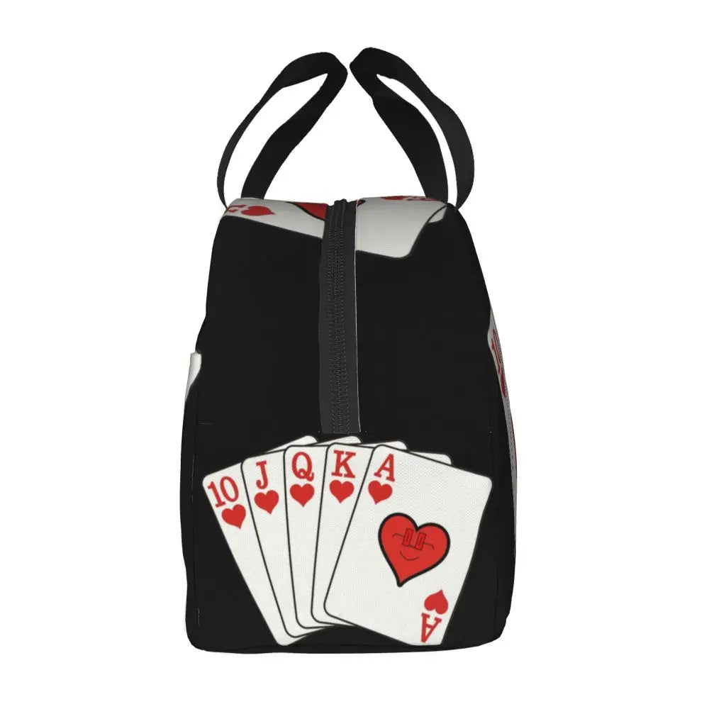 Poker Four Suits Portable Lunch Box Étanche Card Game Players Cooler Thermal Food Insulated Lunch Bag School Children Student