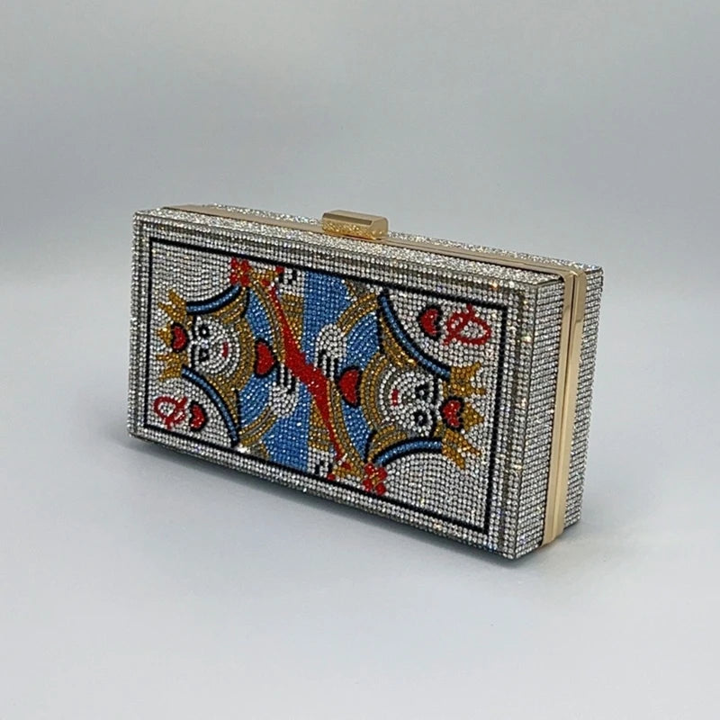 Women Card Evening Clutch Purse Novelty Purse Queen Hearts Bags Playing Cards Gift