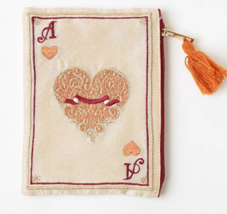 Mode Hand Embroidered Poker Card Patterns Portefeuille Pour Lady National Embrodered Small Pocket