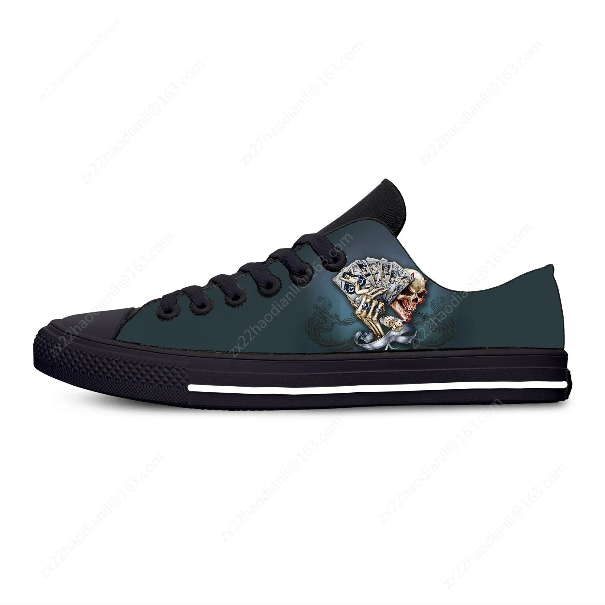 Grim Reaper Death Skull Poker Skeleton Low Top Sneaker baskets